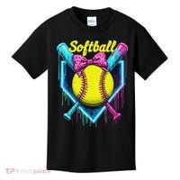 Softball Player Ice Cream Softball Drip Kids T-Shirt thumb 0