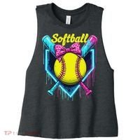 Softball Player Ice Cream Softball Drip Women's Racerback Cropped Tank thumb 0