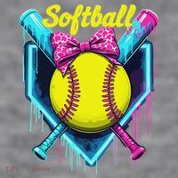 Softball Player Ice Cream Softball Drip Women's Racerback Cropped Tank thumb 2