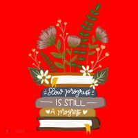 Slow Progress Is Still Progress Book Lover Santa Hat thumb 1
