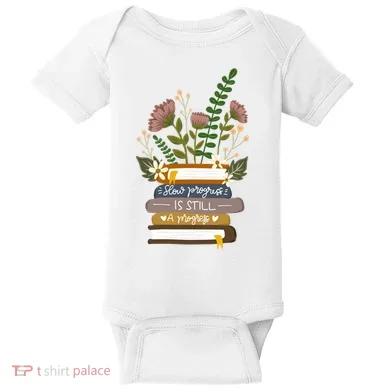 Slow Progress Is Still Progress Book Lover Baby Bodysuit