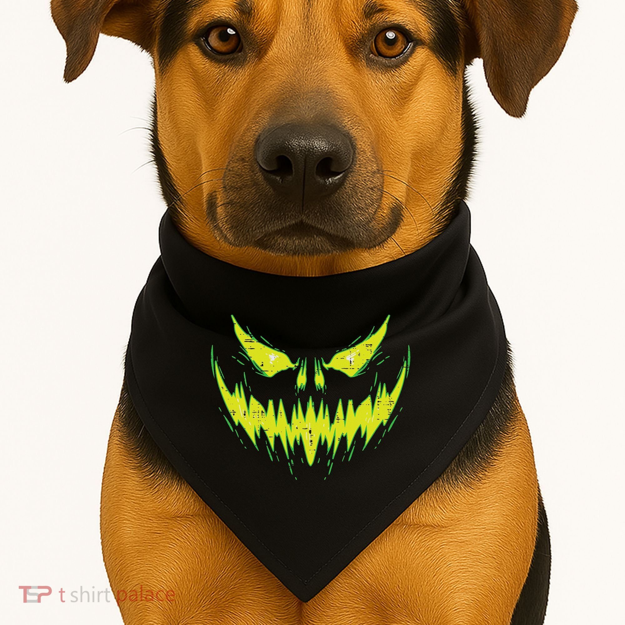 Scary Pumpkin Jack O Lantern Face Halloween USA-Made Doggie Bandana