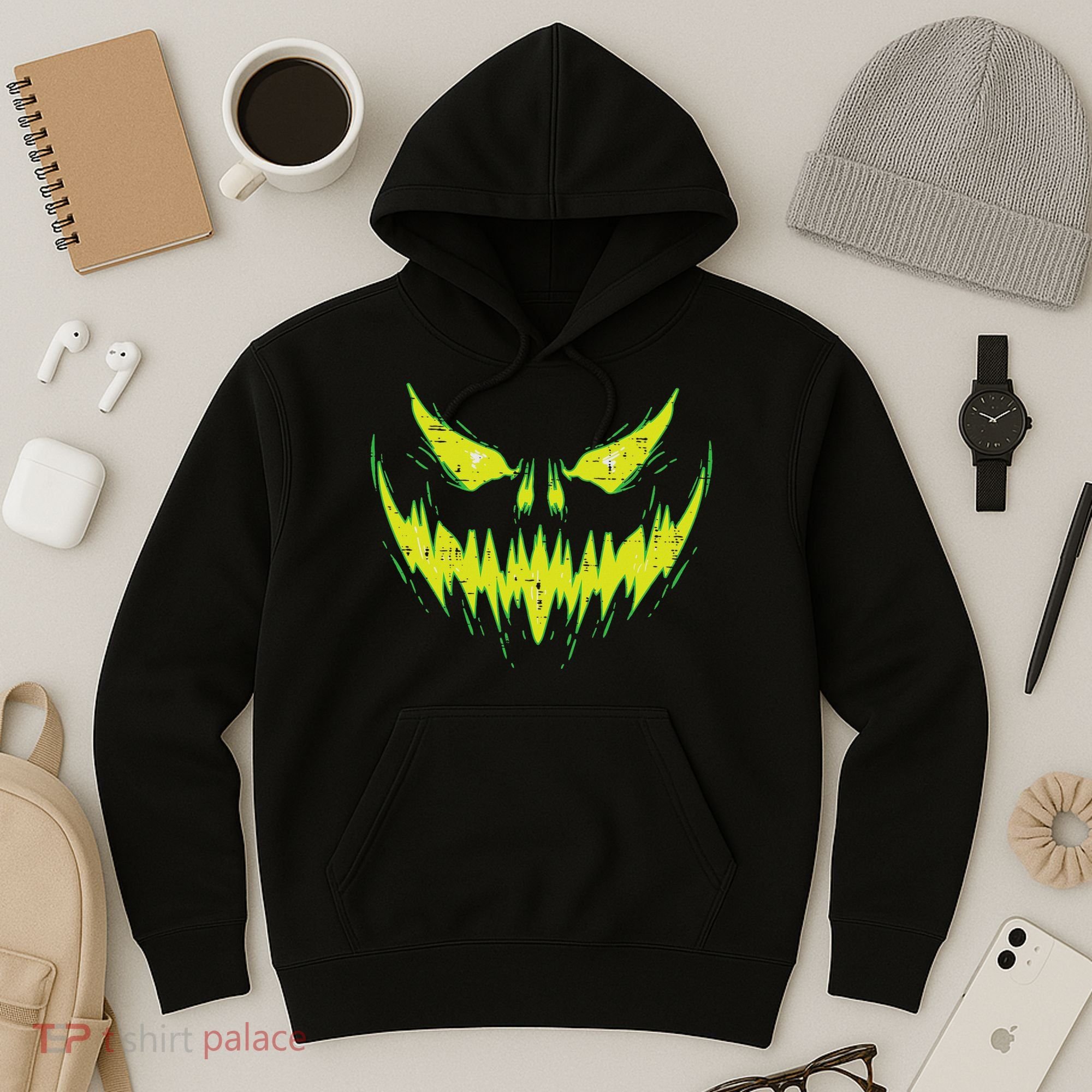 Scary Pumpkin Jack O Lantern Face Halloween Hoodie