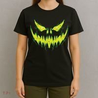 Scary Pumpkin Jack O Lantern Face Halloween T-Shirt thumb 4