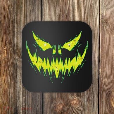 Scary Pumpkin Jack O Lantern Face Halloween Coaster