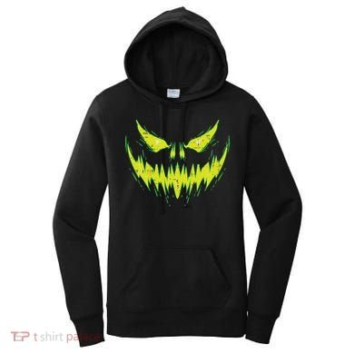 Scary Pumpkin Jack O Lantern Face Halloween Women's Hoodie