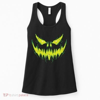 Scary Pumpkin Jack O Lantern Face Halloween Women's Tank Top