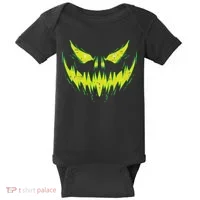 Scary Pumpkin Jack O Lantern Face Halloween Baby Bodysuit thumb 0