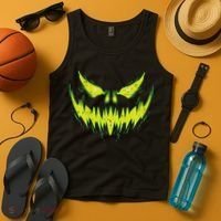 Scary Pumpkin Jack O Lantern Face Halloween Tank Top thumb 4