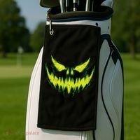 Scary Pumpkin Jack O Lantern Face Halloween Golf Towel thumb 2