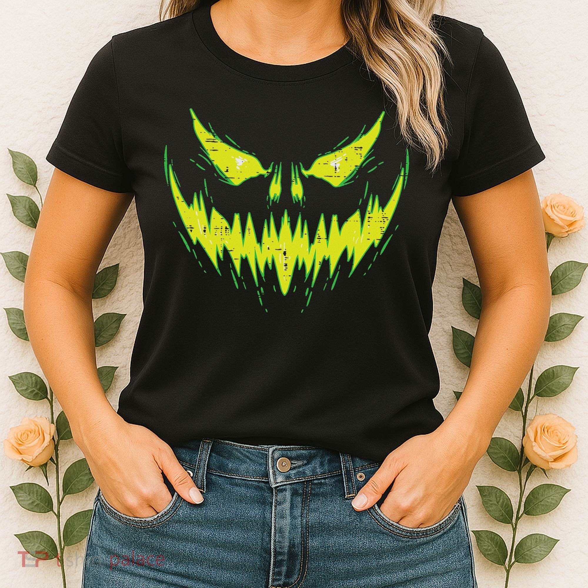 Scary Pumpkin Jack O Lantern Face Halloween Women's T-Shirt