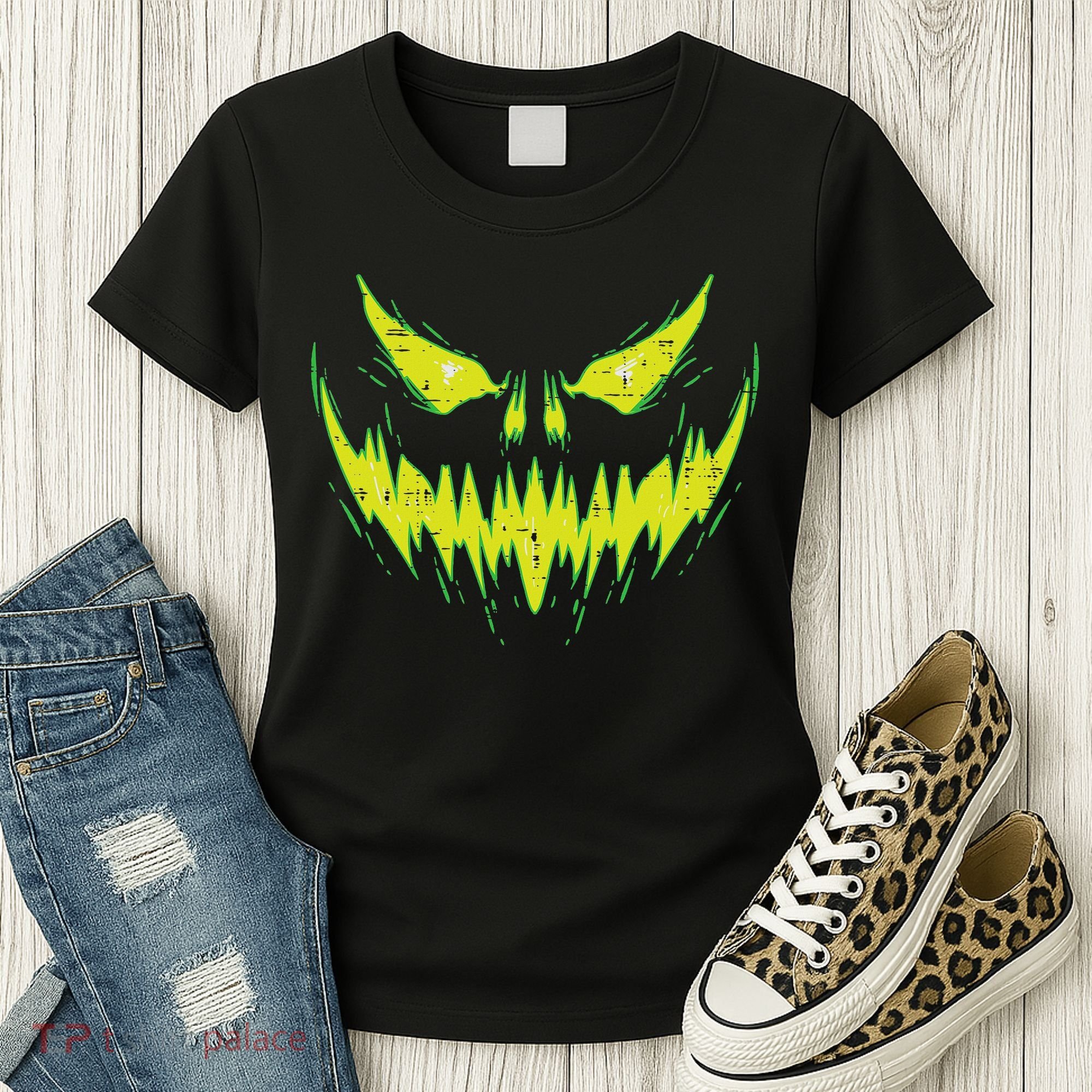 Scary Pumpkin Jack O Lantern Face Halloween Women's T-Shirt