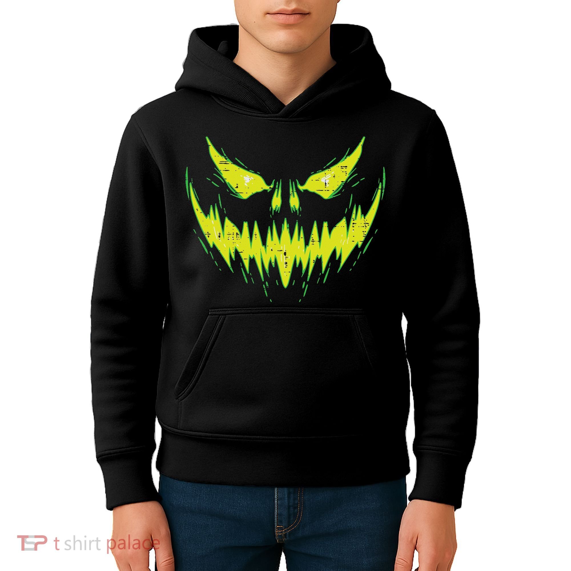 Scary Pumpkin Jack O Lantern Face Halloween Kids Hoodie