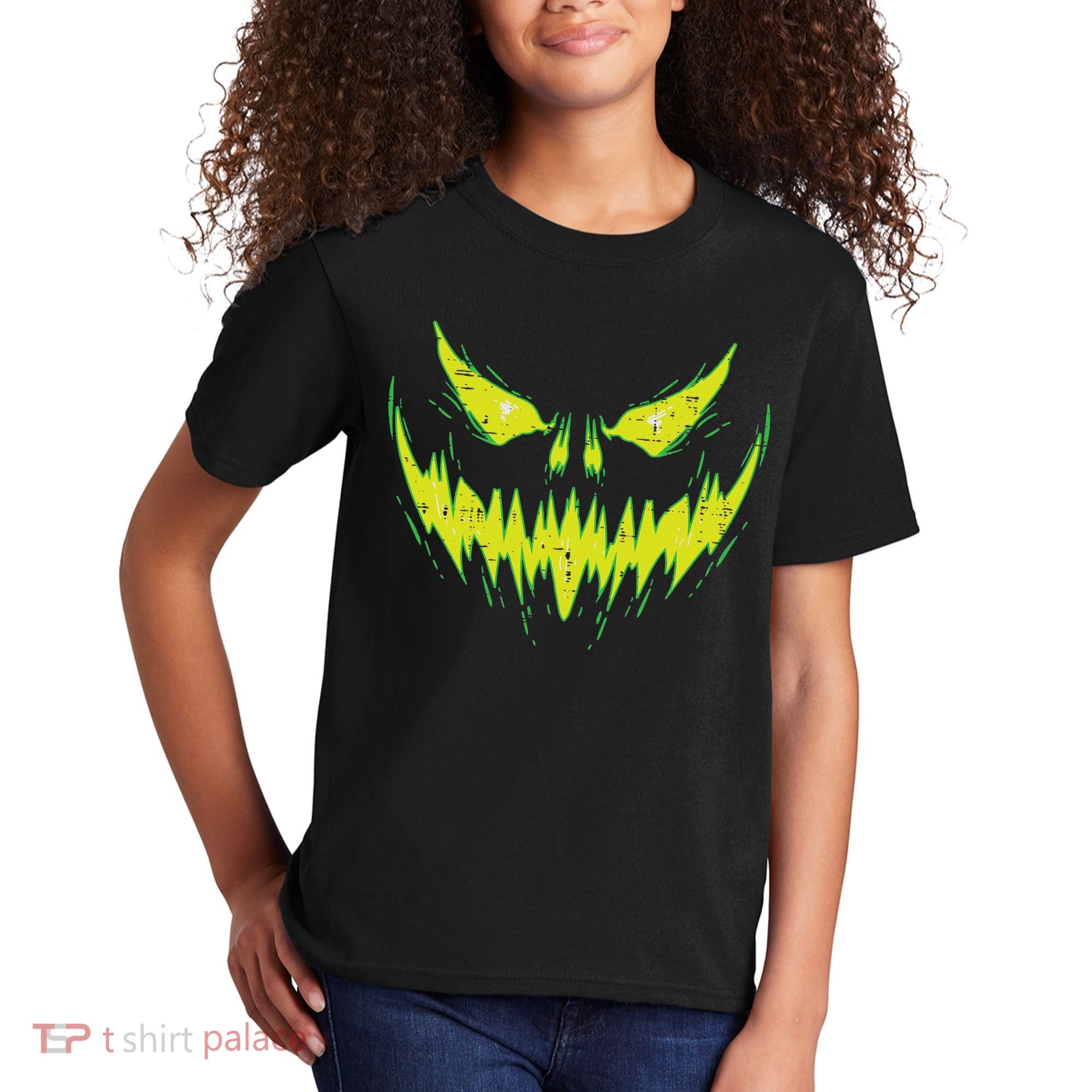 Scary Pumpkin Jack O Lantern Face Halloween Kids T-Shirt