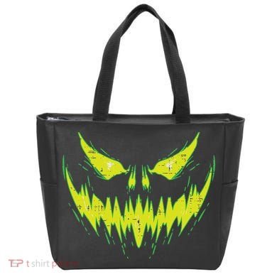 Scary Pumpkin Jack O Lantern Face Halloween Tote Bag