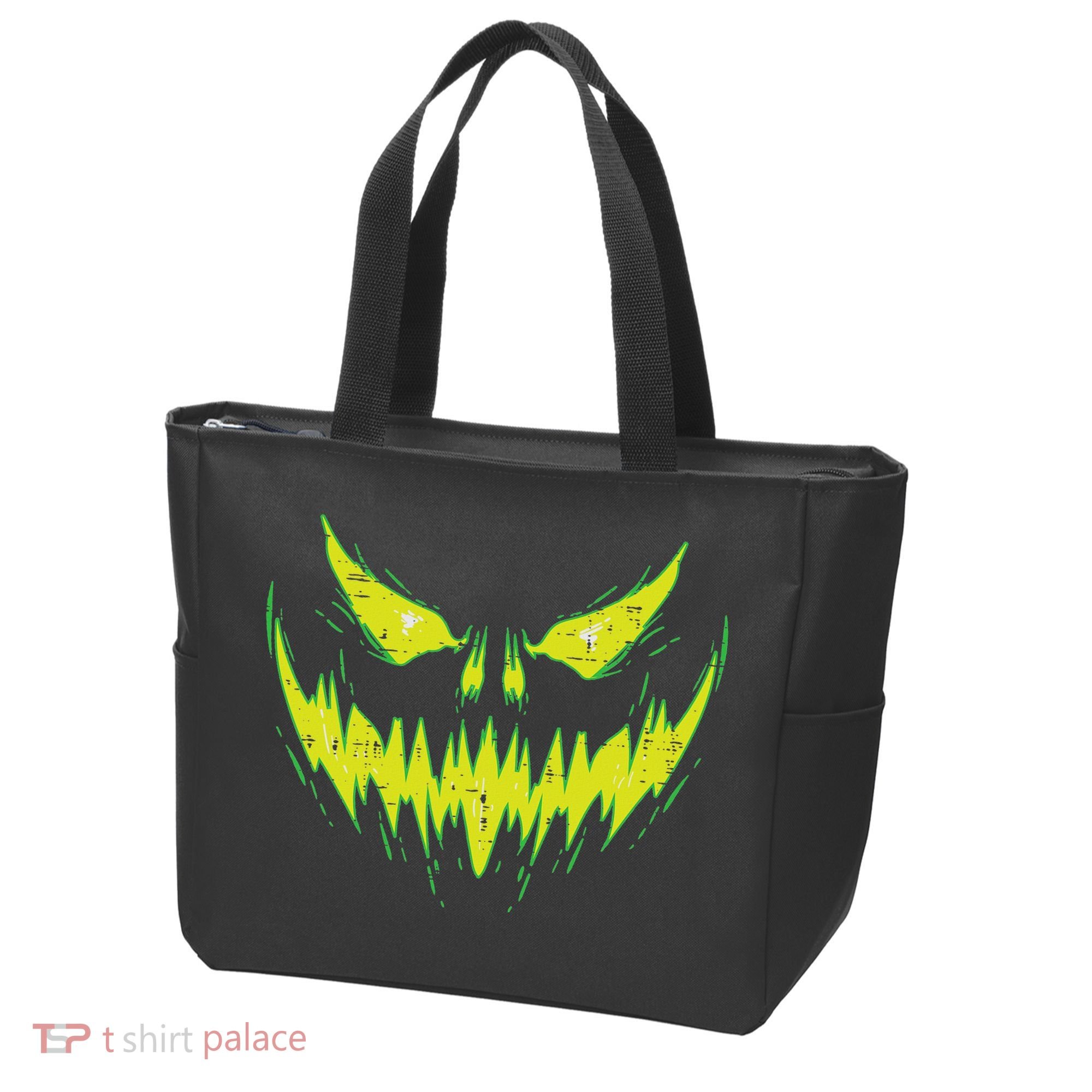 Scary Pumpkin Jack O Lantern Face Halloween Tote Bag