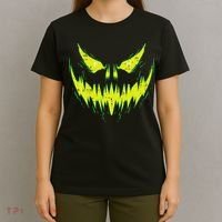 Scary Pumpkin Jack O Lantern Face Halloween T-Shirt thumb 4
