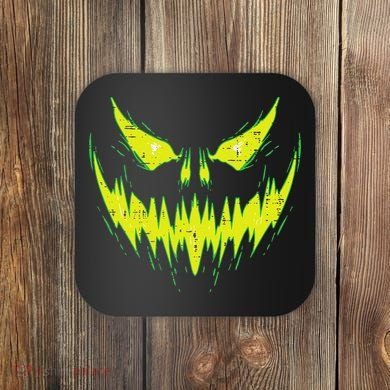 Scary Pumpkin Jack O Lantern Face Halloween Coaster