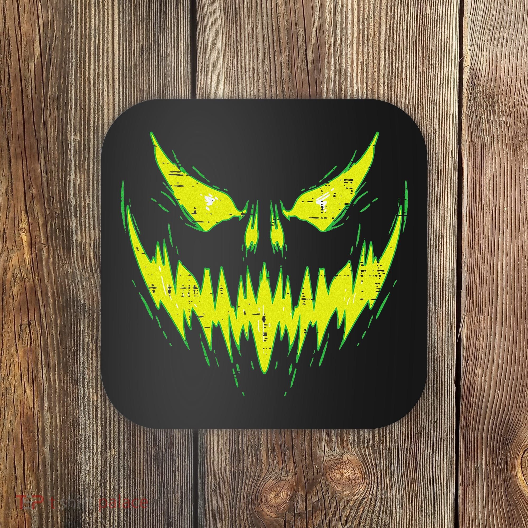 Scary Pumpkin Jack O Lantern Face Halloween Coaster