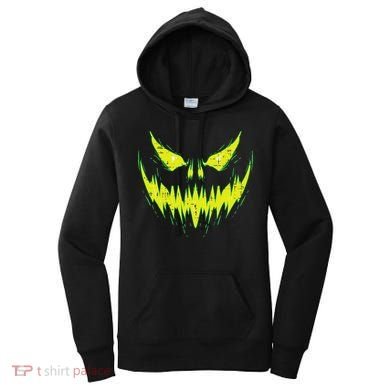 Scary Pumpkin Jack O Lantern Face Halloween Women's Hoodie