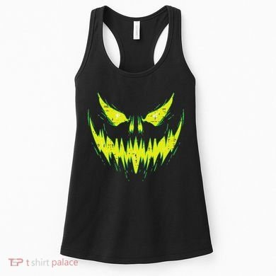 Scary Pumpkin Jack O Lantern Face Halloween Women's Tank Top