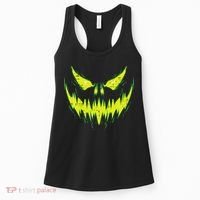 Scary Pumpkin Jack O Lantern Face Halloween Women's Tank Top thumb 0