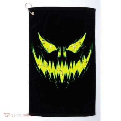 Scary Pumpkin Jack O Lantern Face Halloween Golf Towel