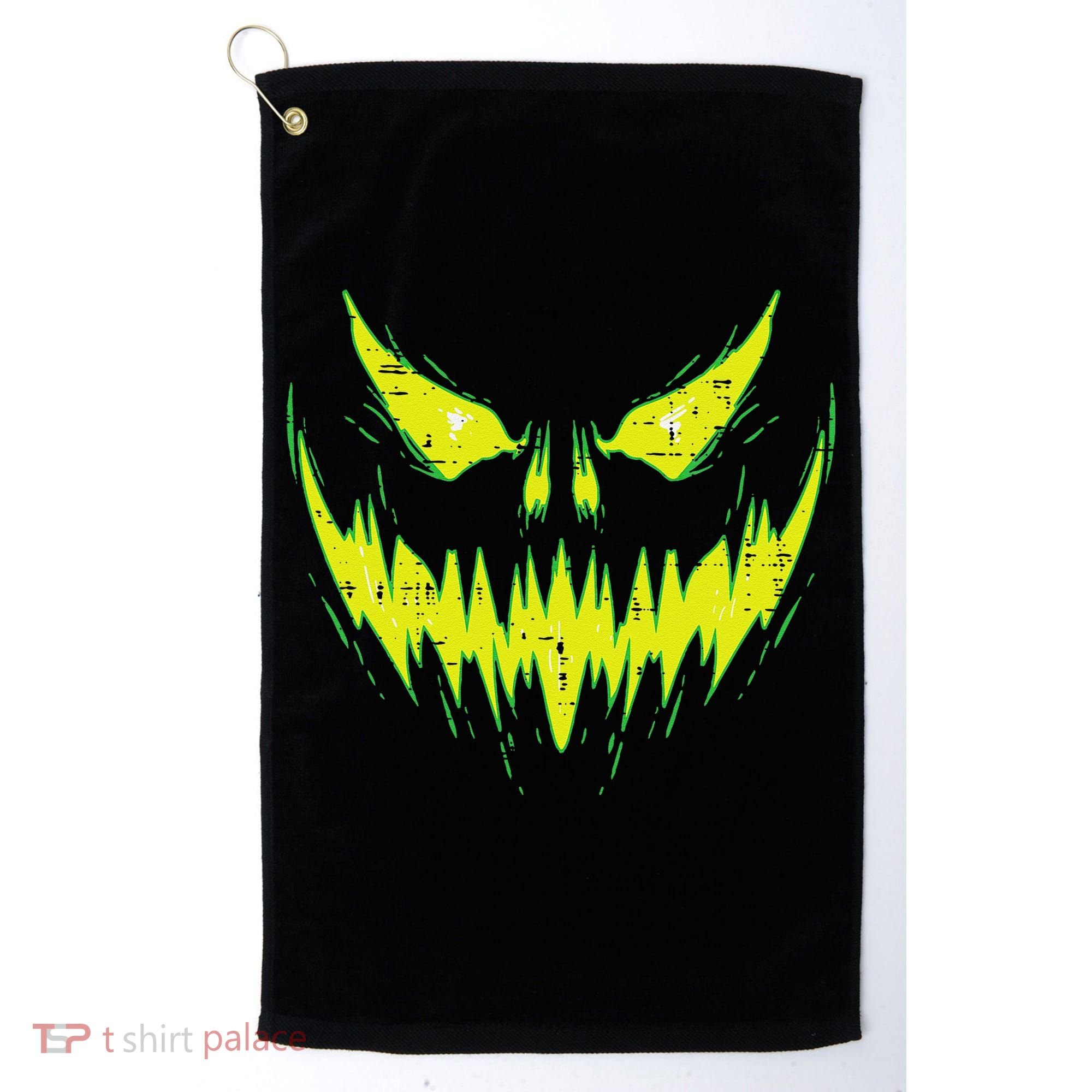 Scary Pumpkin Jack O Lantern Face Halloween Golf Towel