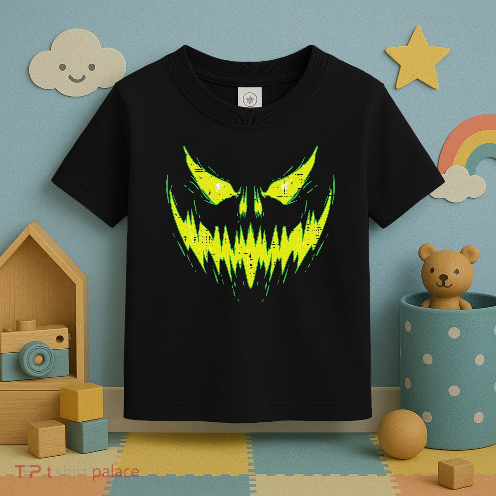Scary Pumpkin Jack O Lantern Face Halloween Toddler T-Shirt