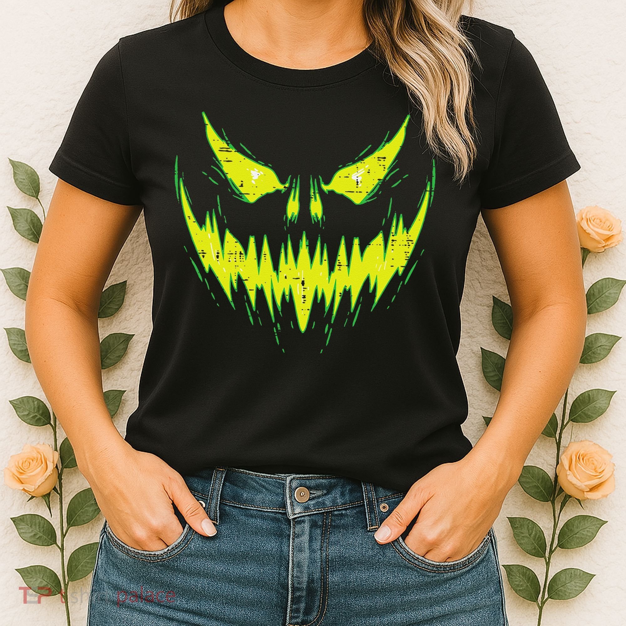 Scary Pumpkin Jack O Lantern Face Halloween Women's T-Shirt