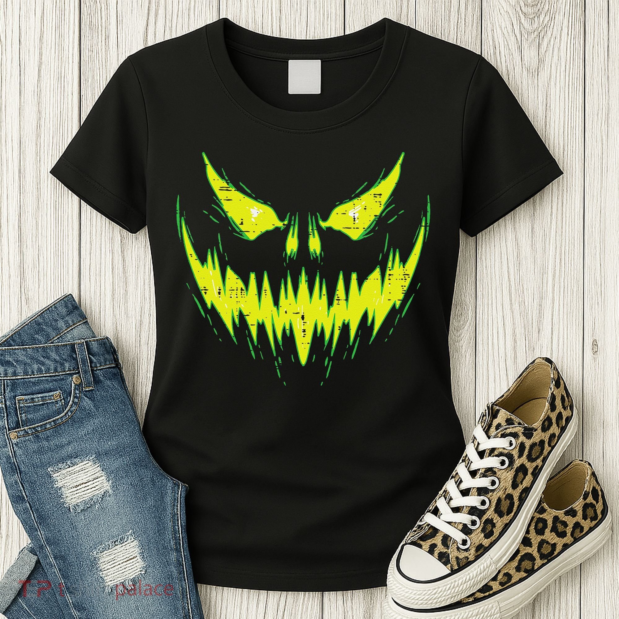 Scary Pumpkin Jack O Lantern Face Halloween Women's T-Shirt