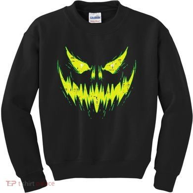 Scary Pumpkin Jack O Lantern Face Halloween Kids Sweatshirt