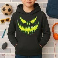 Scary Pumpkin Jack O Lantern Face Halloween Kids Hoodie thumb 2