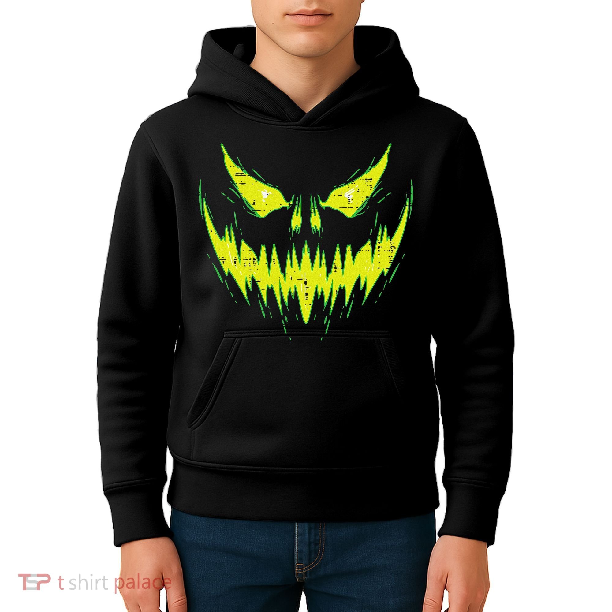 Scary Pumpkin Jack O Lantern Face Halloween Kids Hoodie