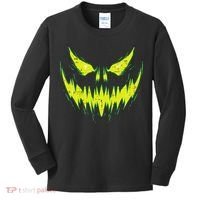 Scary Pumpkin Jack O Lantern Face Halloween Kids Long Sleeve Shirt thumb 0