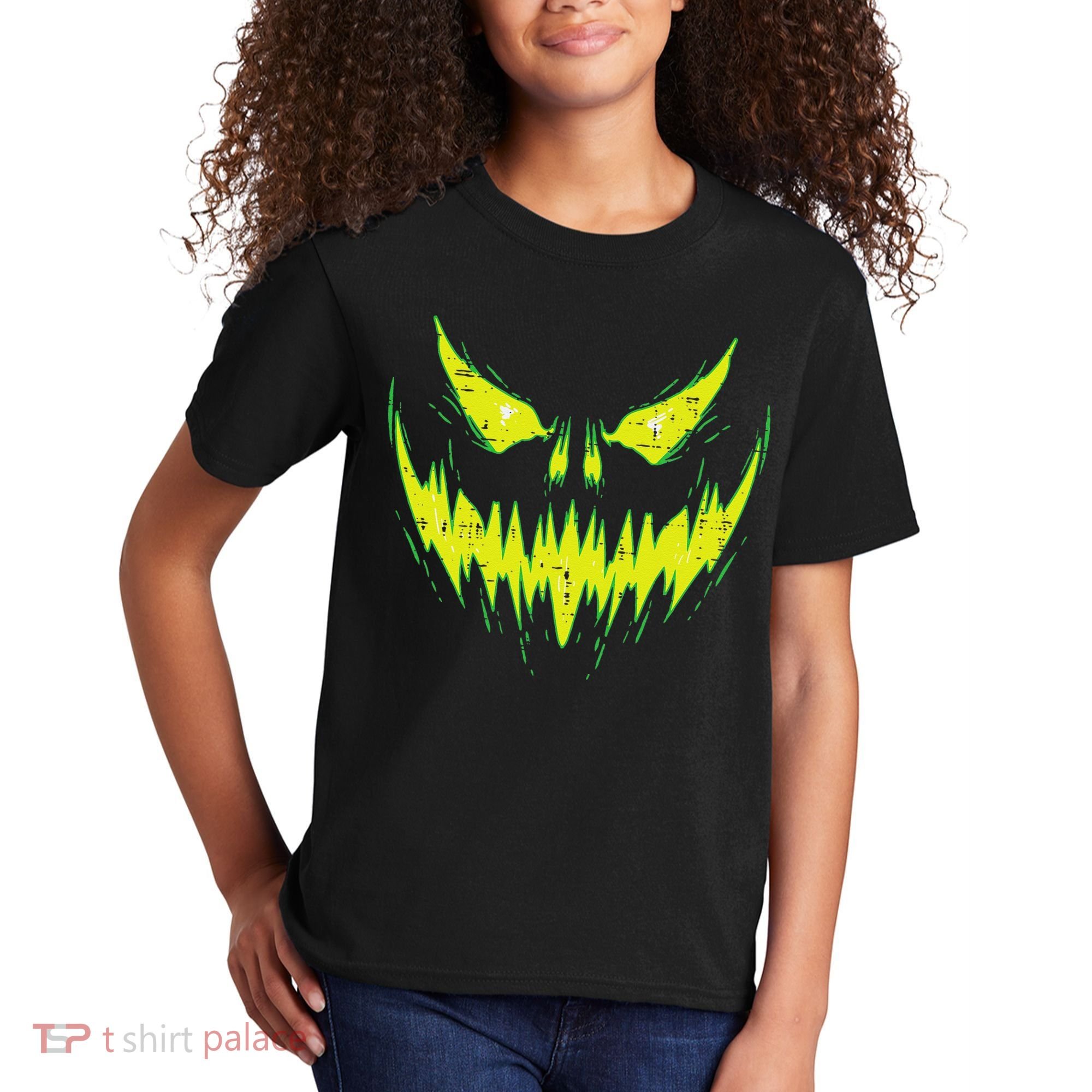 Scary Pumpkin Jack O Lantern Face Halloween Kids T-Shirt