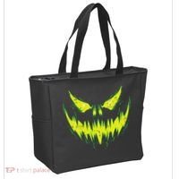 Scary Pumpkin Jack O Lantern Face Halloween Tote Bag thumb 2
