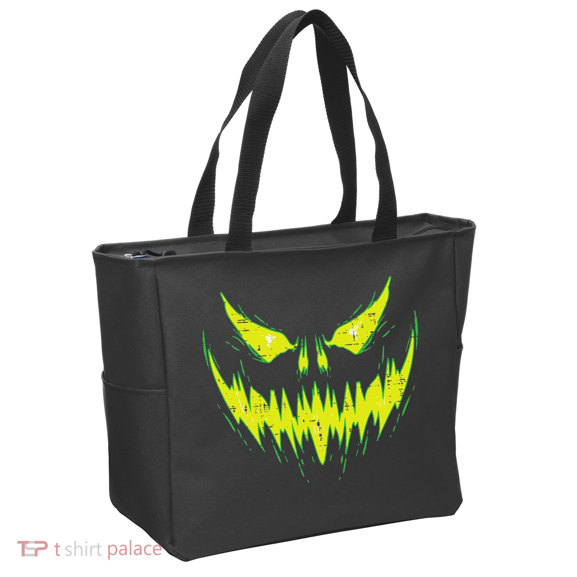 Scary Pumpkin Jack O Lantern Face Halloween Tote Bag