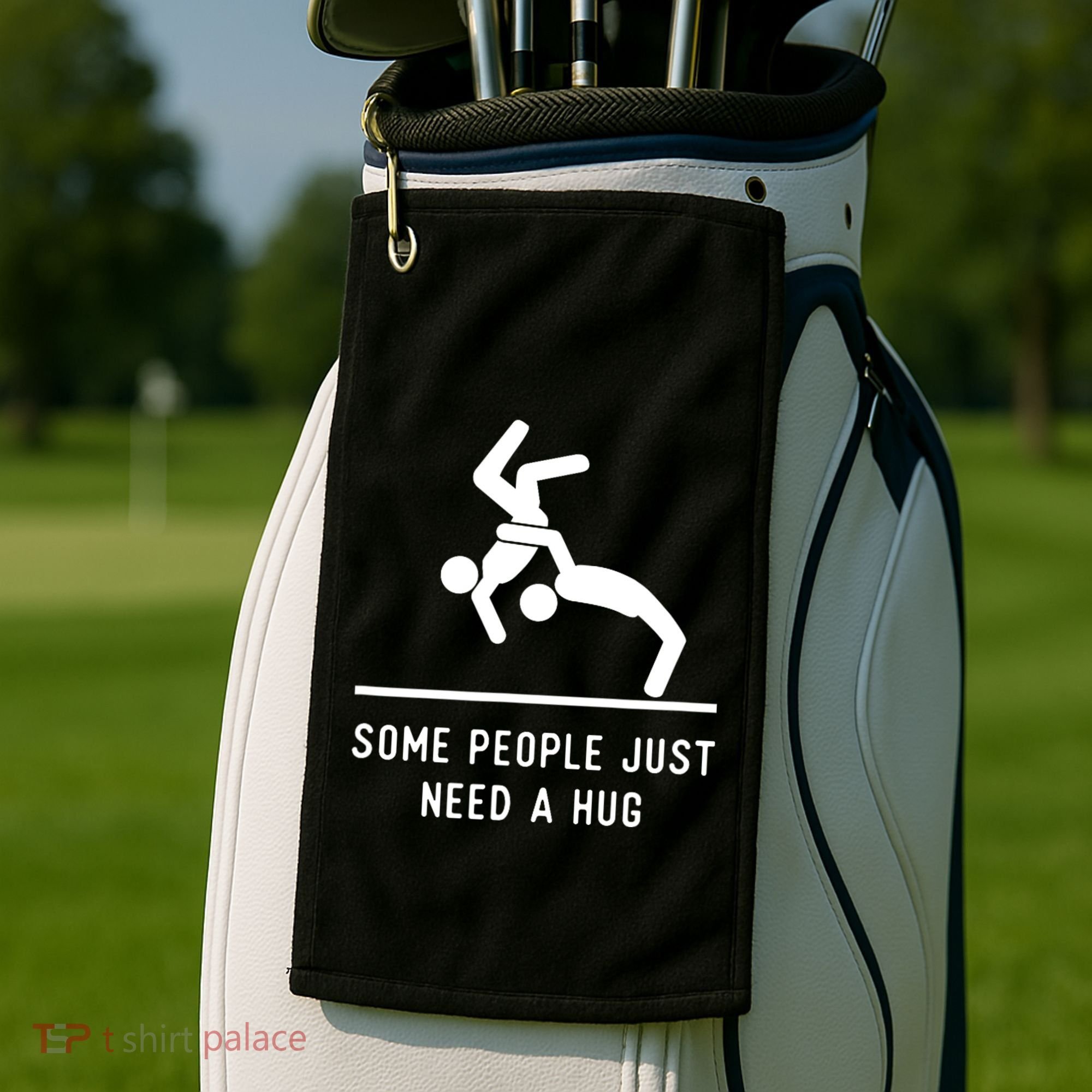 Some People Just Need A Hug Funny Sarcastic Stick Figure Golf Towel