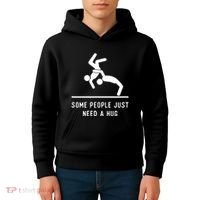 Some People Just Need A Hug Funny Sarcastic Stick Figure Kids Hoodie thumb 4