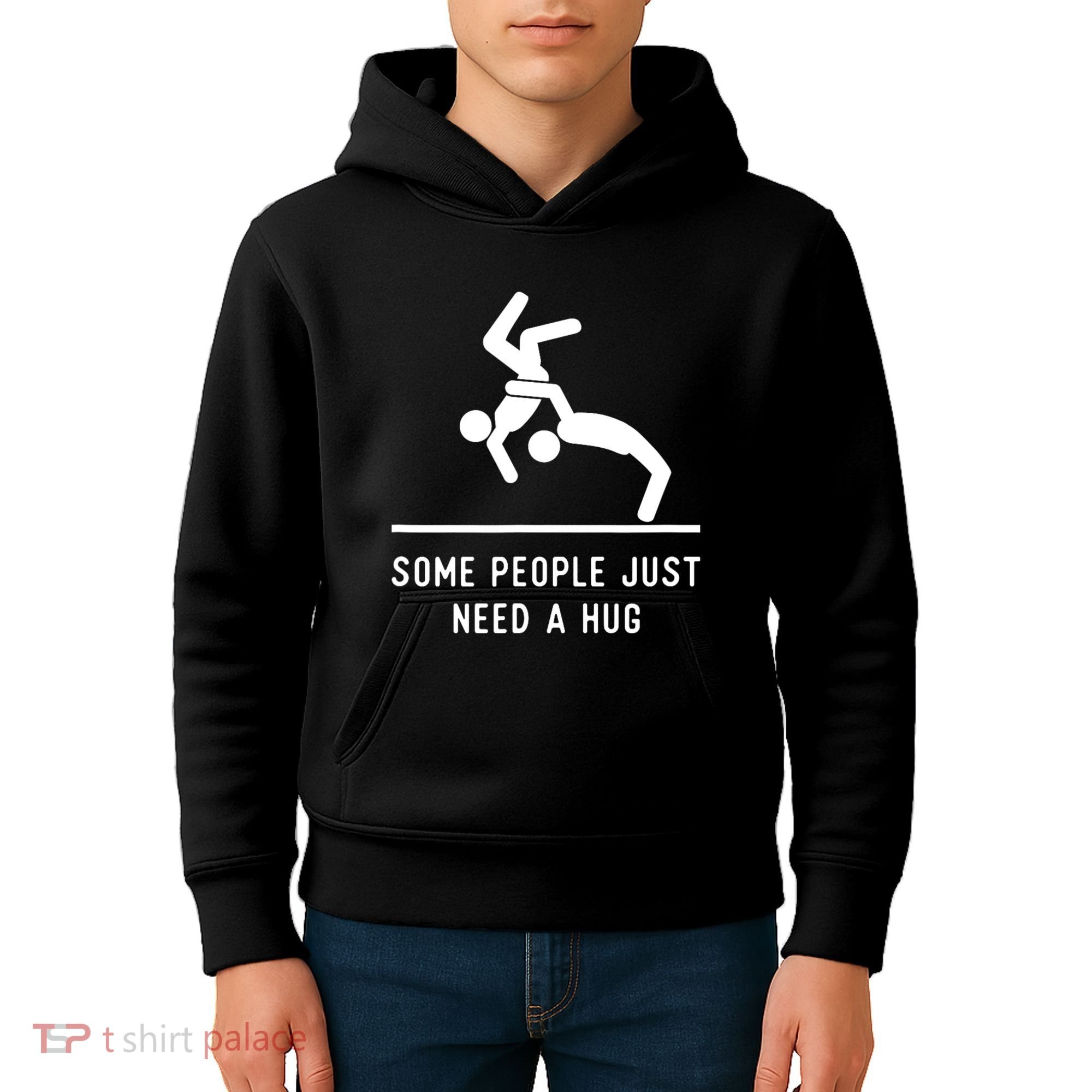 Some People Just Need A Hug Funny Sarcastic Stick Figure Kids Hoodie