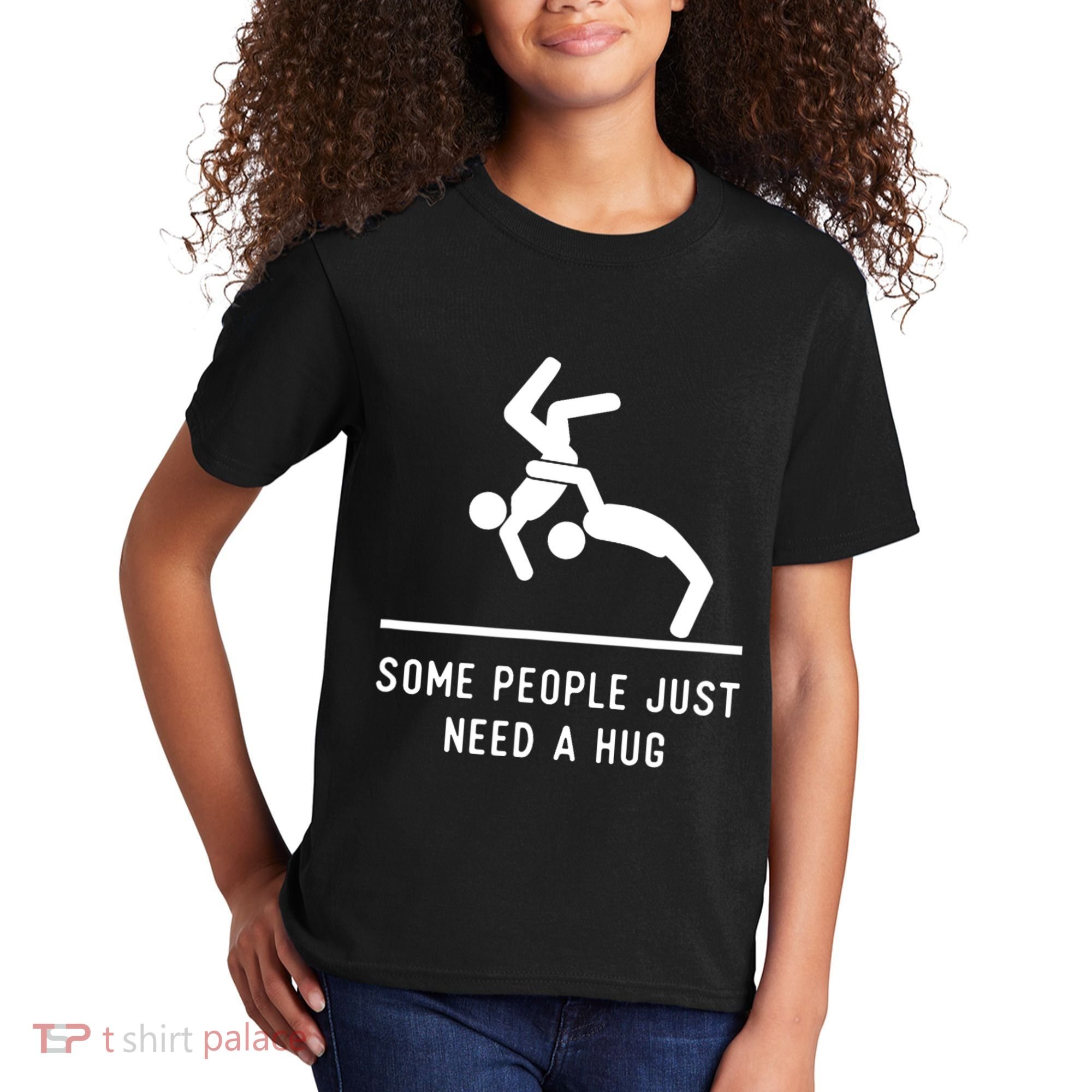 Some People Just Need A Hug Funny Sarcastic Stick Figure Kids T-Shirt