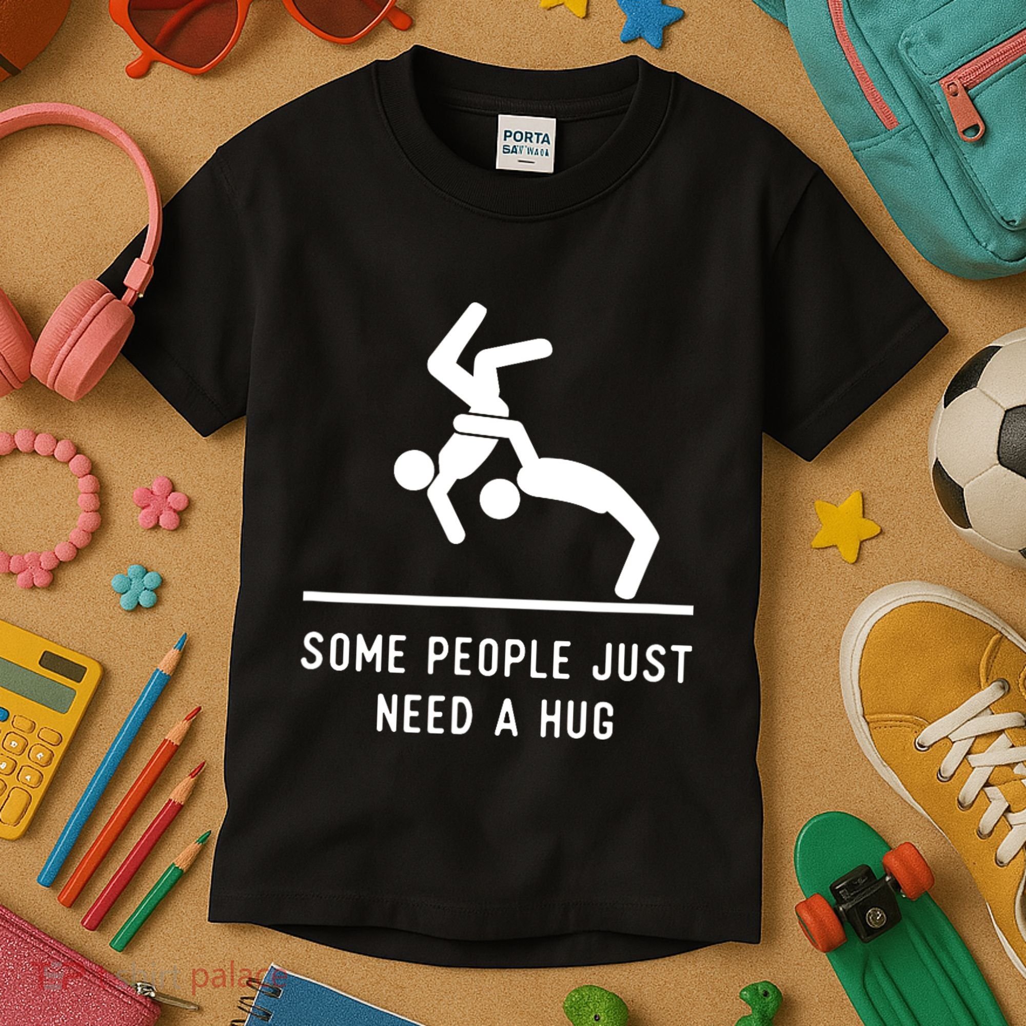 Some People Just Need A Hug Funny Sarcastic Stick Figure Kids T-Shirt