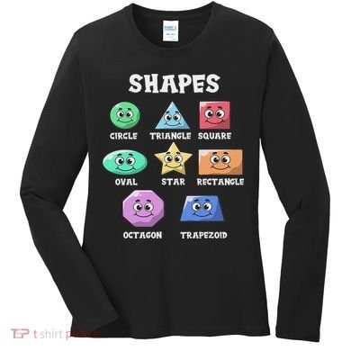 Shapes Pre K Kindergarten Teacher Back To School Gift Women's Long Sleeve Shirt