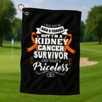 Survivor Priceless Kidney Cancer Awareness Ribbon Golf Towel thumb 1