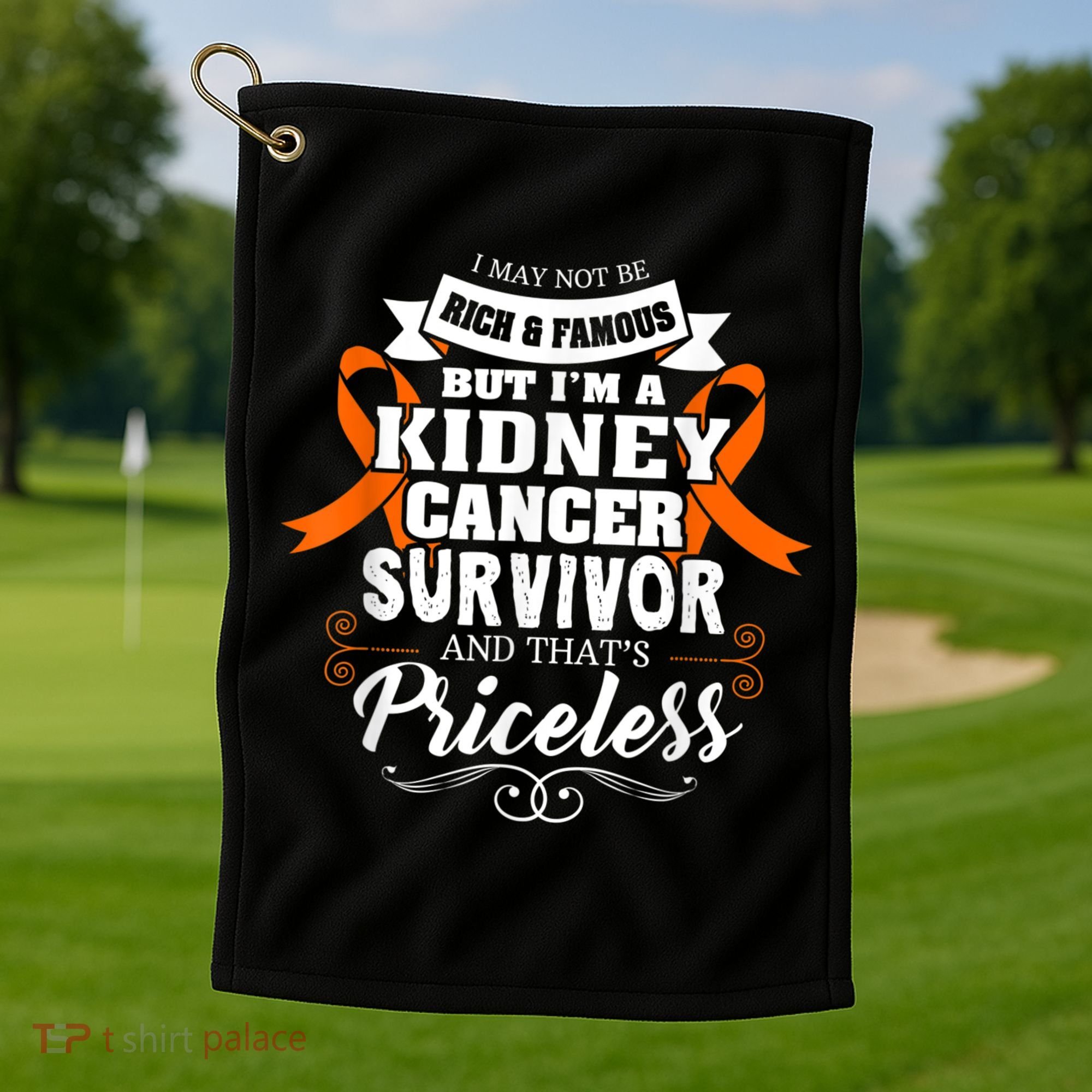 Survivor Priceless Kidney Cancer Awareness Ribbon Golf Towel