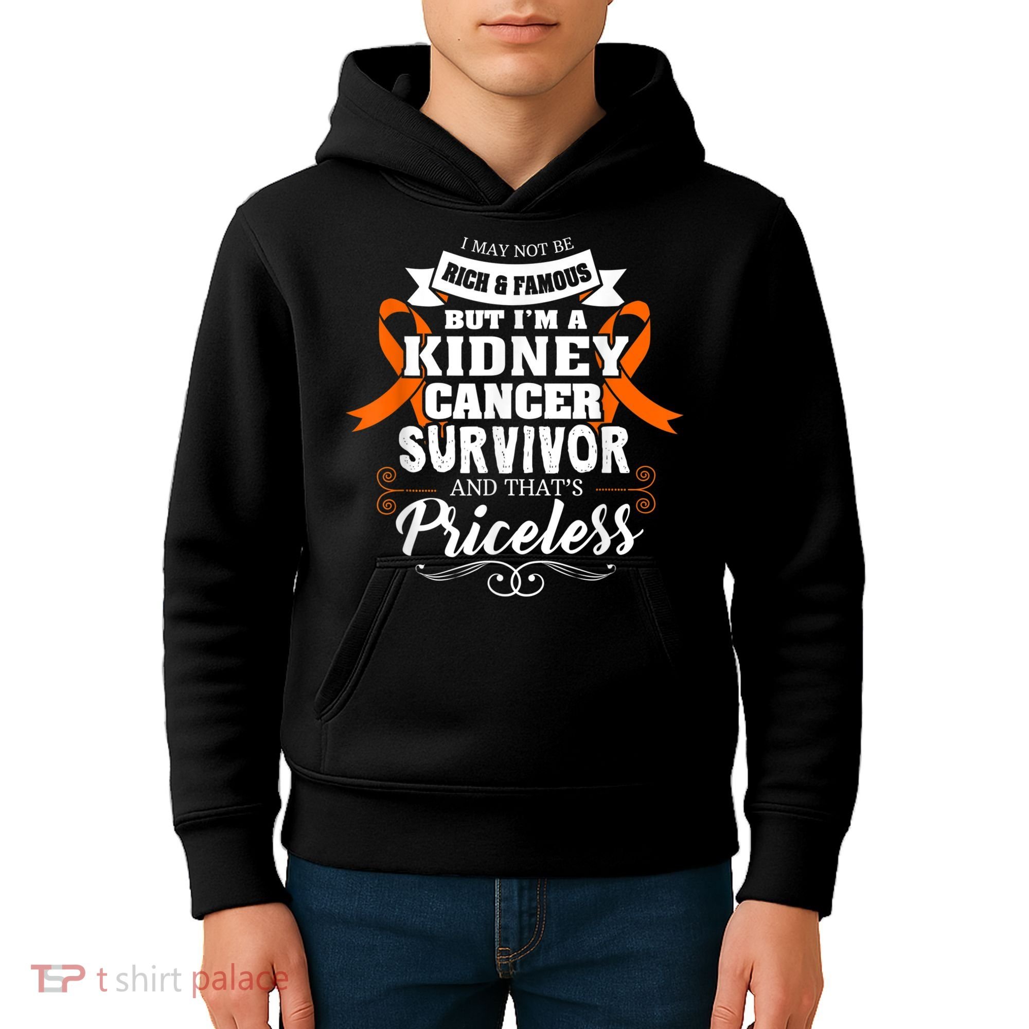 Survivor Priceless Kidney Cancer Awareness Ribbon Kids Hoodie