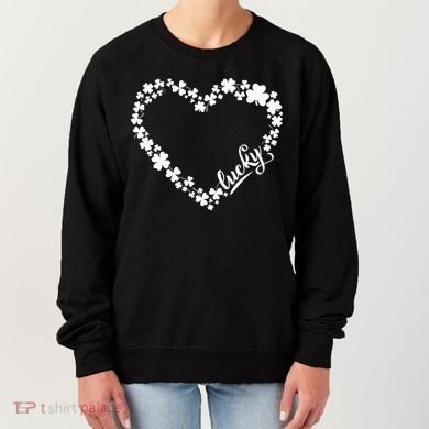 St. Patrick Lucky Clover Heart Shamrock Lucky Women's Sweatshirt