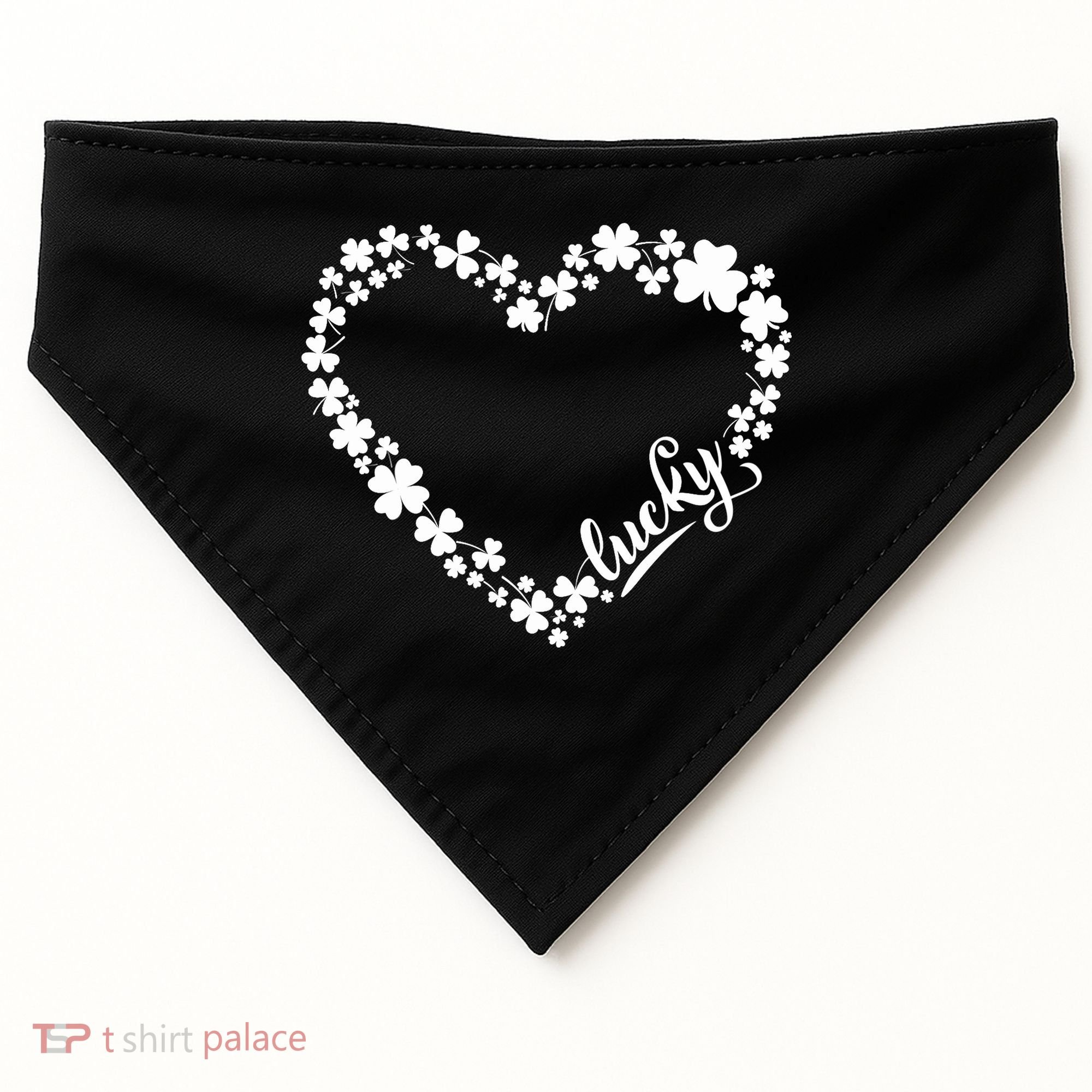 St. Patrick Lucky Clover Heart Shamrock Lucky USA-Made Doggie Bandana