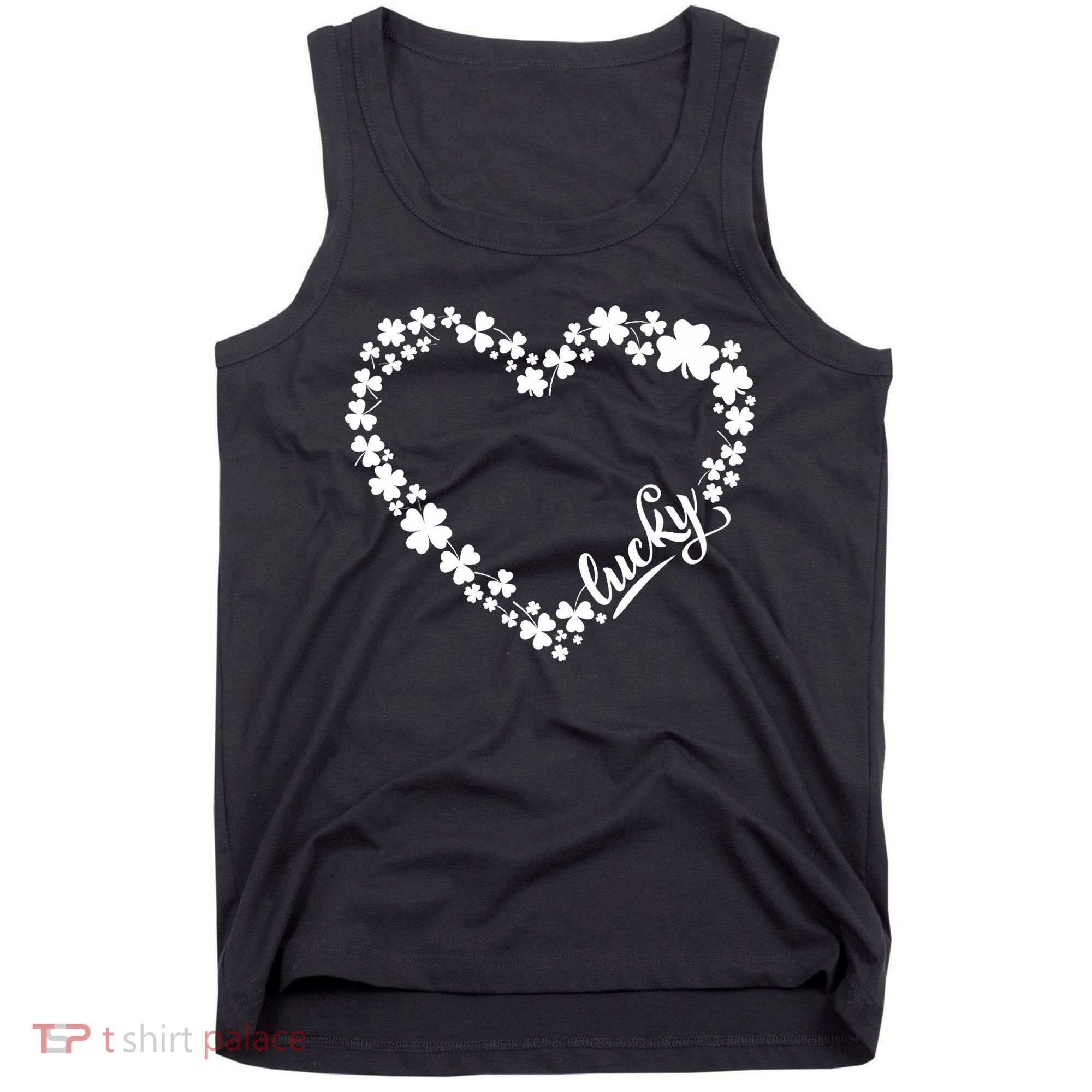 St. Patrick Lucky Clover Heart Shamrock Lucky Tank Top